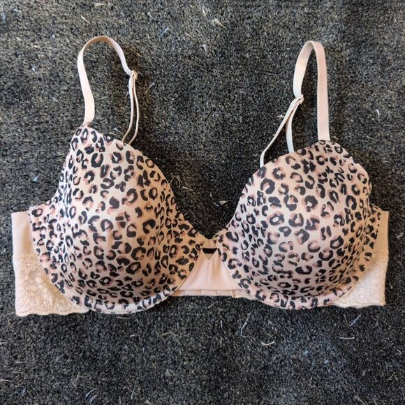 Maidenform leopard print bra adjustable convertible straps, 34D - Picture 1 of 5